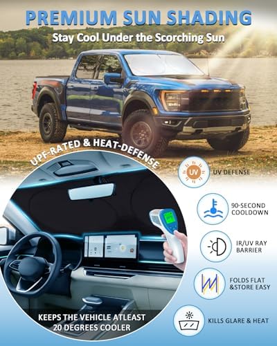 Sun Shade for Ford F150 2021-2024 2025 2026 Windshield Sunshade Shield - Image 3