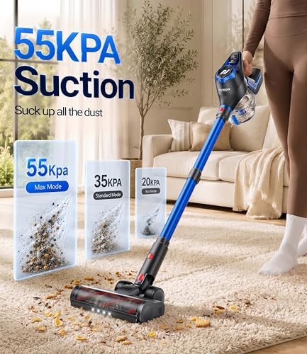 Cordless Vacuum Cleaner, 55Kpa Vacuum Cleaners for Home, Max 80mins Runtime Stick Vacuum with LED Display&1.5L Dust Cup, Rechargeable Lightweight Handheld Vacuum for Carpet/Hardwood Floor/Pet Hair/Car - Image 2
