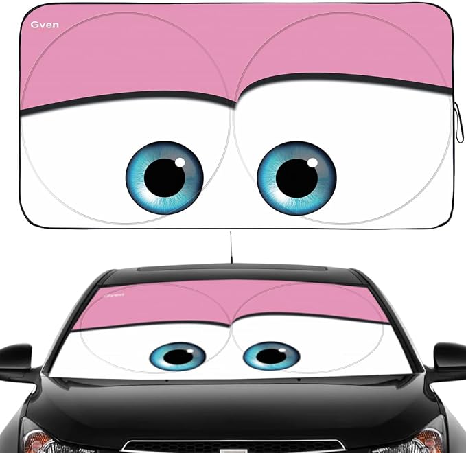 Gven Windshield Sun Shade Car Sun Shade 2025 Pink Car Accessories for Women Shades for Front Window Girly Windshield Cover Sunshades for Summer Heat Portection(Pink, L) by Gven