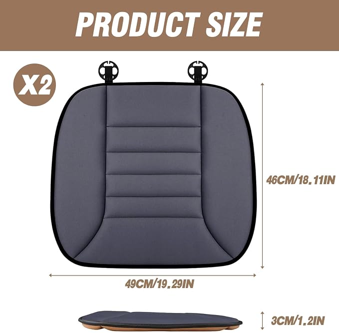 MYFAMIREA 2PCS Car Seat Cushion Pad 1.2" Thick Comfort Seat Protector for Car Driver Seat Office Chair Home Use Memory Foam Seat Cushion with Non Slip Bottom, 20'' x 18.5'', Dark Gray - Image 7