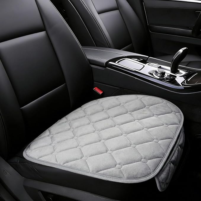 YoRise Car Seat Cushion, Car Driver Seats Protector Cover (Gray) | Soft Plush Auto Seat Pad with Storage Pocket, Car Seat Cover with Non-Slip Rubber Bottom, Winter Vehicle Accessory by Unknown