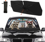 Raccoon Car Windshield Sunshade Umbrella Funny Raccoon Sun Shade Umbrella for Car Raccoon Foldable Car Window Shades Windshield Sun Shades Umbrella Cover 57 x 30 in - Image 3