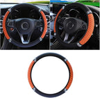 JOYCOURT 15 Inch Bling Soft Leather Car Steering Wheel Cover, Orange | Colorful Rhinestones Design, Auto Elastic Protector for Women Girls, Crystal Diamond Car Accessories for Most Cars, SUVs by JOYCOURT