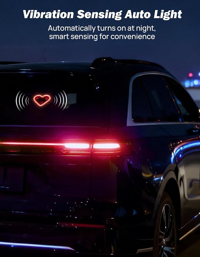 JOYTUTUS Heart Light for Car Solar Powered Heart Neon Light Car Led Lights Interior for Outdoor/Interior Car/Room Red - Image 5