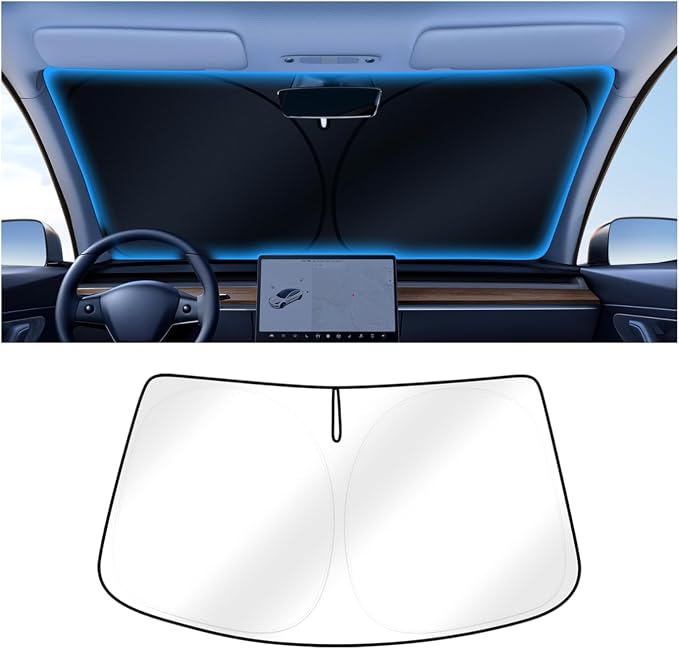 Canvcle Windshield Sun Shade for Toyota Prius 2023-2025 2026 Accessories Upgraded Double-Layer Front Window Sunshade Cover Sun Visor Protector Foldable Block UV Rays Keep Vehicle Cool by Canvcle