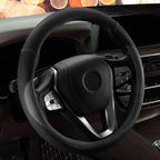 HOTOR Car Leather Steering Wheel Cover, Universal 14.5"-15", Gray | Universal Car Accessory for Diverse Cars, Car Steering Wheel Cover with Anti-Slip Lining, Full Protection, Easy Installation - Image 2