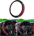 Osilly 15 Inch Rhinestone Leather Steering Wheel Cover, Wine Red | breathable non-slip surface, flexible ringless design, hand-stretch setup, fits matching rim sizes, automotive accessories by Osilly