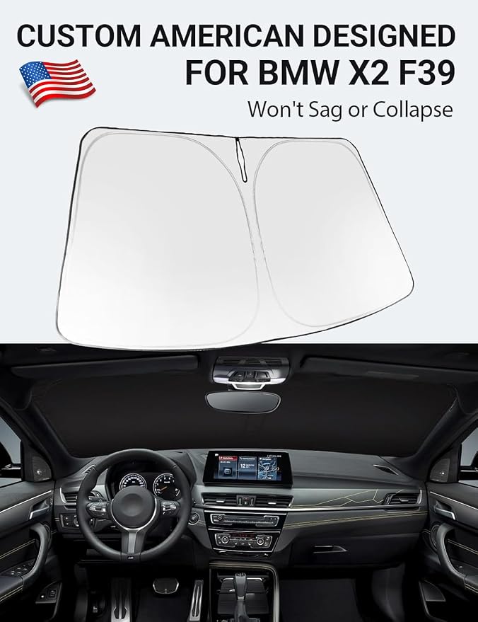 Proadsy Custom Fit 2018-2023 BMW X2 Windshield Sun Shade, Blocks Heat | 240T Heat Shield, Drops Temp 54°F, Blocks 99% UV, Prevents Dashboard Cracking, Summer Parking & Beach Trips, Easy Twist-Fold - Image 2