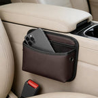 Car Seat Side Pocket Organizer, Leather Automotive Seat Door Pouch Bag Organizer, Vehicle Wallet Cards Phone Sunglasses Storage Holder Pocket Accessories, Universal Fit (Brown) - Image 3