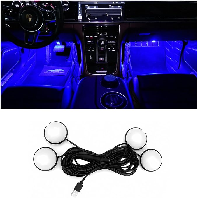 BESULEN Car Interior LED Lights, Neon Light Kit with USB Port, Blue | 4 in 1 Car Ambient Neon Light Kit with USB Port, Interior LED Atmosphere Lights, Decoration for Car Home Garden Party by BESULEN