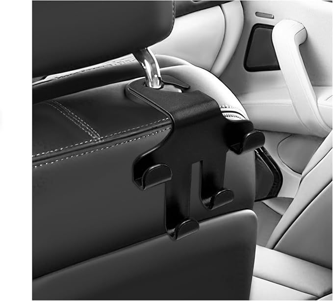 Car Seat Headrest Hooks, 4-in-1 Sturdy Car Seat Back Hanger Multifunctional Hanging Holder, Heavy Duty Auto Storage Hook Organizer for Handbags Purses Coats Grocery Bags by Unknown