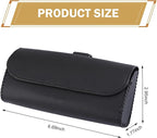 Sunglasses Holder for Car Visor, PU Leather Visor Sunglasses Holder Clip, Auto Eyeglasses Protective Storage Case, Universal Cars Sunvisor Accessories Organizer Box for Sedan, SUV, Van (Black) - Image 2