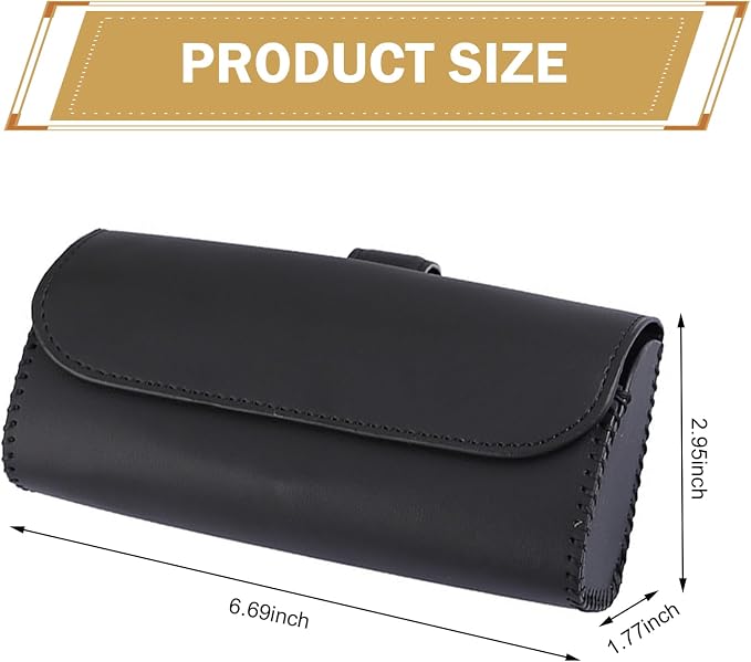 Sunglasses Holder for Car Visor, PU Leather Visor Sunglasses Holder Clip, Auto Eyeglasses Protective Storage Case, Universal Cars Sunvisor Accessories Organizer Box for Sedan, SUV, Van (Black) - Image 2