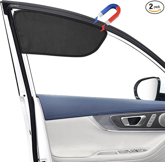 Car Window Shades, Magnetic Side Window Sun Glare Blocker with 7 Built-in N40 Magnets, 2 Pack UV Protection Driving Shade for Driver & Passenger Side, Heat Reduction, Easy Installation by Unknown