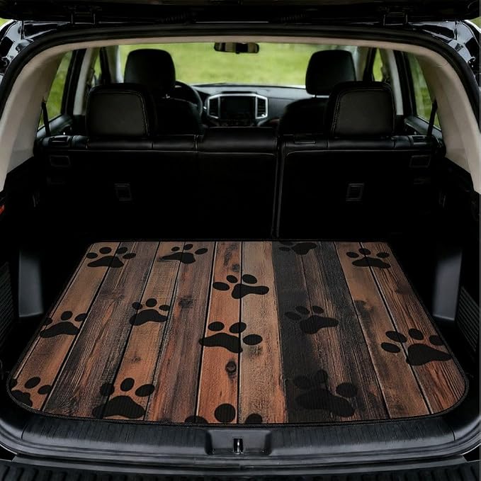 Car Trunk Mat for SUV, 31"x47" Dog Paw Prints Cargo Liner Protector | All Weather Universal Cargo Liners for Dogs, Car Accessory for SUVs/Sedan/Wagons, Durable Non-Slip Washable Rear Cargo Mat by Unknown