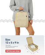 Gloppie Shoe Bags for Travel, Portable Shoe Storage Bag, Sahara Beige | 12 x 9 x 5 in travel shoe bag with a full-opening zipper, carry handle, and fold-flat design for shoes up to US size 10 - Image 2