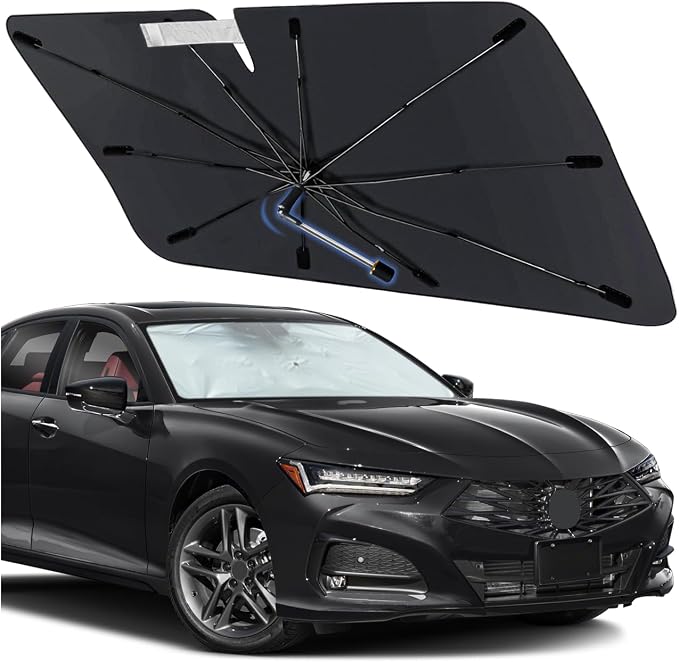 Windshield Sun Shade for Acura TLX 2015-2026, Foldable Umbrella Sunshade | Custom Fit Car Sun Visor with 360° Rotating Shaft, UV Protection Heat Shield Sun Blocker Heat Reflector and Easy Storage by Visufy
