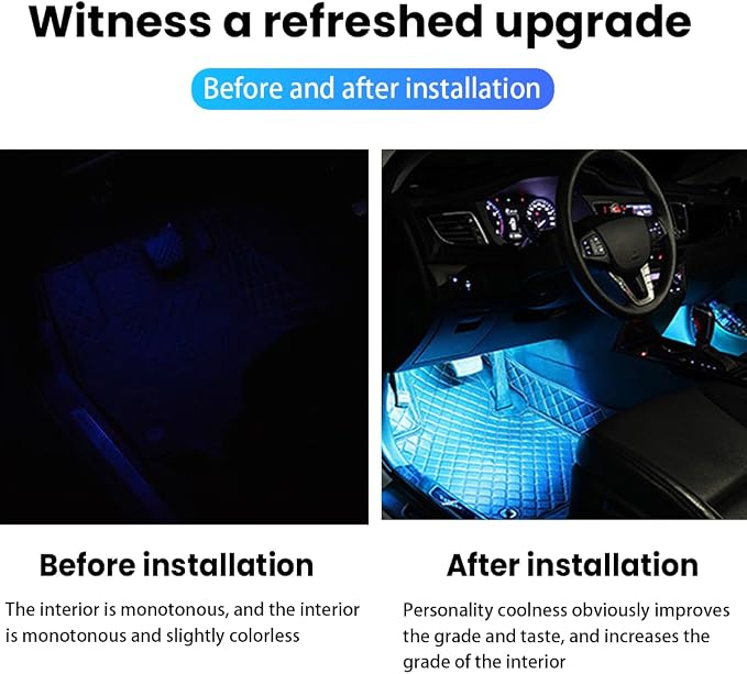 BESULEN Car Interior LED Lights, Neon Light Kit with USB Port, Ice Blue | 4 in 1 Car Ambient Neon Light Kit with USB Port, Interior LED Atmosphere Lights, Decoration for Car Home Garden Party - Image 3