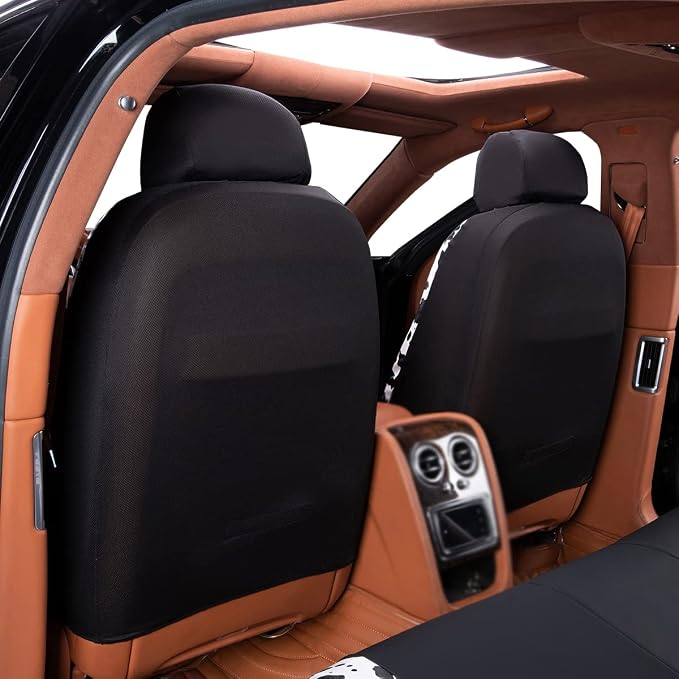 Flying Banner car seat Covers Protects Water Proof Faux Leather Carbon Fiber Fronts Cow Black - Image 4