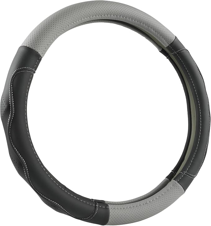 West Llama 3D Texture Steering Wheel Cover for Toyota, Anti-Slip Design, Premium Leather, Custom Fit for 14.5-15 inch, Stylish Interior Decoration(Gray+Black-Standard Size) - Image 6