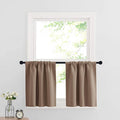 RYB HOME Cafe Blackout Curtains 24 inch Length, RV Camper Window Curtains | Short Small Half Window Tiers, Privacy, Thermal Insulated, Light UV Heat Blocking, Rod Pocket, W29 x L24, Mocha, 2 Panels by RYBHOME
