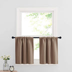 RYB HOME Cafe Blackout Curtains 24 inch Length, RV Camper Window Curtains | Short Small Half Window Tiers, Privacy, Thermal Insulated, Light UV Heat Blocking, Rod Pocket, W29 x L24, Mocha, 2 Panels by RYBHOME