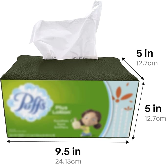 Carrotez Tissue Box Cover, [Refined] Modern PU Leather Rectangular Tissue Box Holder - Decorative Holder/Organizer for Bathroom Vanity Countertop, Night Stands, Office Desk 9.5"X5"X5" - Khaki - Image 5