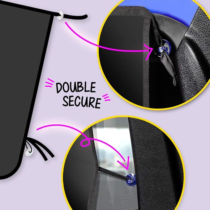 Car Side Window Sun Shade - Universal Reversible Magnetic Curtain for Baby and Kids with Sun Protection Block Damage from Direct Bright Sunlight, and Heat - 1 Piece of Solid Black - Image 4