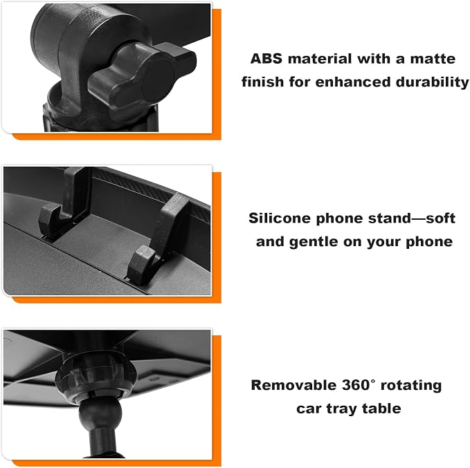 Larger Cup Holder Tray, 360° Rotating Expandable Car Food Tray Table with Phone Slot, Multifunctional Car Cup Holder Expander Road Trip Essentials for Eating & Storage - Image 4