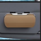 Zipelo 7.09 x 2.56 Inch Car Sun Visor Sunglasses Case, Beige | ABS construction, push-bounce opening, clip-on mounting, holds eyewear tickets and cards, car interior accessories - Image 6