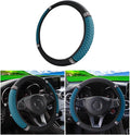 Osilly 15 Inch Rhinestone Leather Steering Wheel Cover, Black/Green | breathable non-slip surface, flexible ringless design, hand-stretch setup, fits matching rim sizes, automotive accessories by Osilly