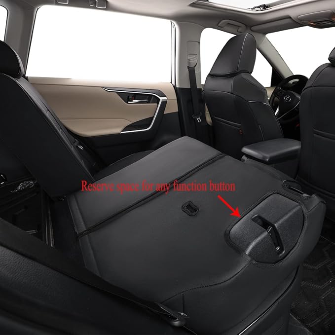 EKR Rav4 Seat Covers Custom Fit for Toyota Rav4(Gasoline) 2019 2020 2021 2022 2023 2024 2025 LE/XLE/XLE Premium/Limited,Leather Car Seat Cover Full Set for SUV,Faux Leather(Black) - Image 4
