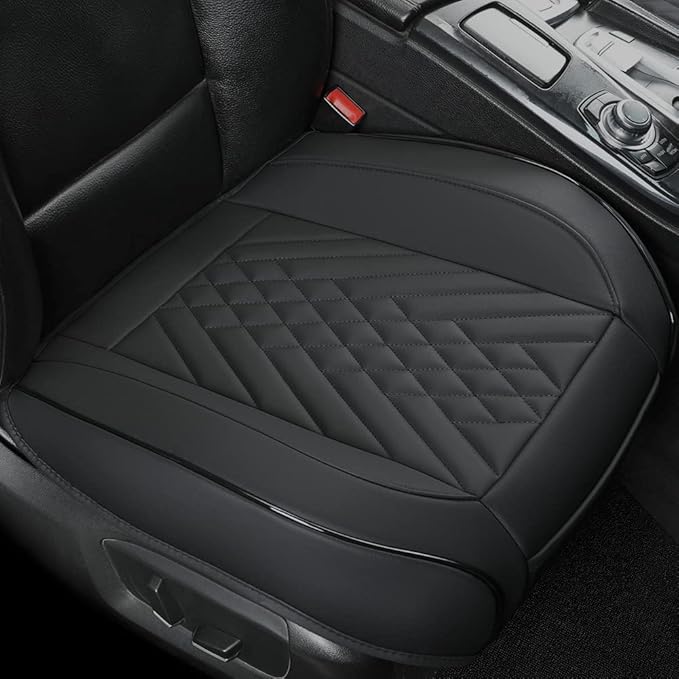 GIANT PANDA Premium PU Leather Front Car Seat Cover Protector Anti-Slip Bottom Seat Cover Fits 95% of Vehicles, Wrapping Around The Bottom (1 Pack - Black) by GIANTPANDA