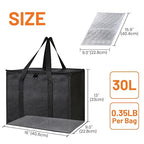 Bodaon 2PK Insulated Grocery Bags with Reinforced Baseboard, X-Large, Black | Reusable, Heavy Duty, Cooler Tote for Stability & No Sag, Thermal Bag for Hot Cold Food, Delivery, Shopping, Travel, Camping - Image 2