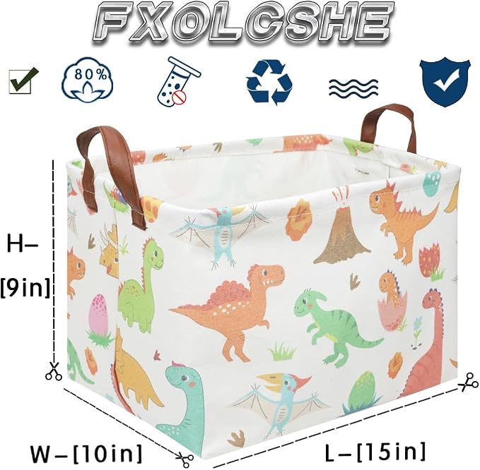 Rectangular Easter Dinosaur Basket,Waterproof kids toy storage box bedroom,Dinosaur Storage Box,kids laundry Basket,Easter Room Decor,Nursery Hamper,Gift Baskets(Dinosaur) - Image 7