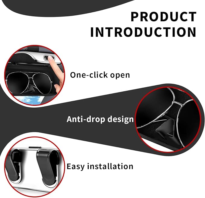 Sunglasses Holder for Car Sun Visor, Protective Automotive Eyeglasses Storage Case Hanger, Car Sunglass Holder - Image 4