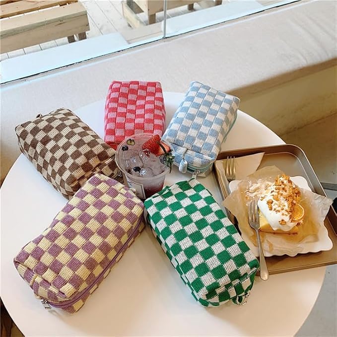 Checkered Makeup Bag for Purse, Small Travel Cosmetic Pouch,Purple,6 Pack | Cute Zipper Makeup Organizer for Women, Travel Essentials, Toiletries, Makeup Brushes, Beauty Accessories&Bridesmaid Gifts - Image 7