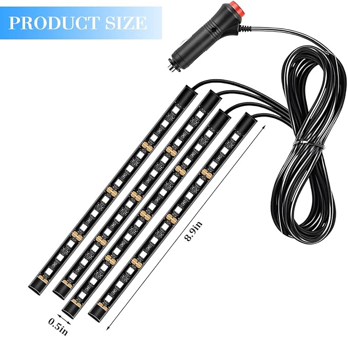 Car LED Strip Light, 12V 48 LED Vehicle Under Dash Neon Ambient Night Decor Lamp with Cigarette Lighter Plug, Automotive Interior Lighting Accessories, Universal for SUV Truck Sedan (Blue) - Image 2