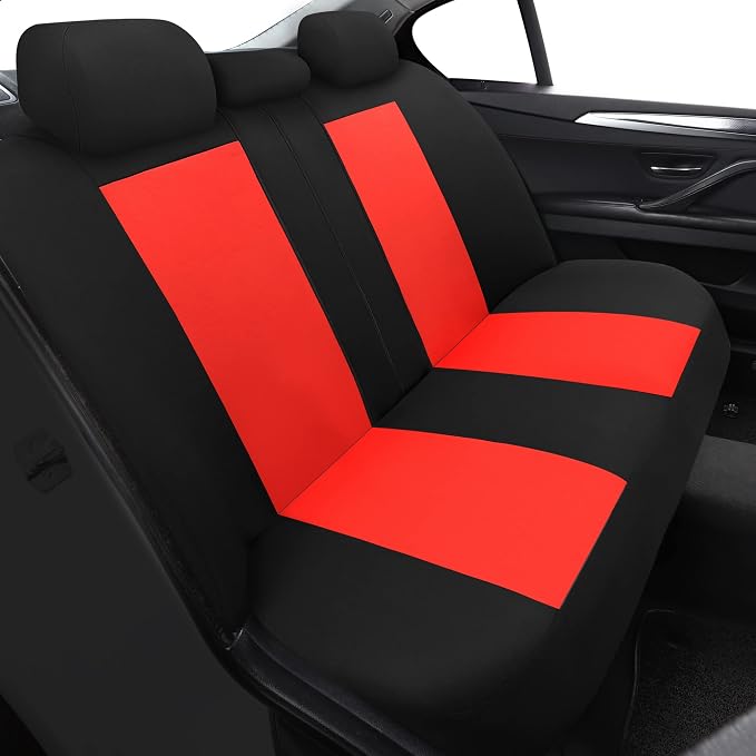 Tapha Universal Car Seat Covers Full Set - Front and Rear Split Bench, Easy to Install, Breathable and Washable Universal Interior Covers for Auto, SUV, Sedan, Van, Airbag Compatible, Black & Red - Image 7