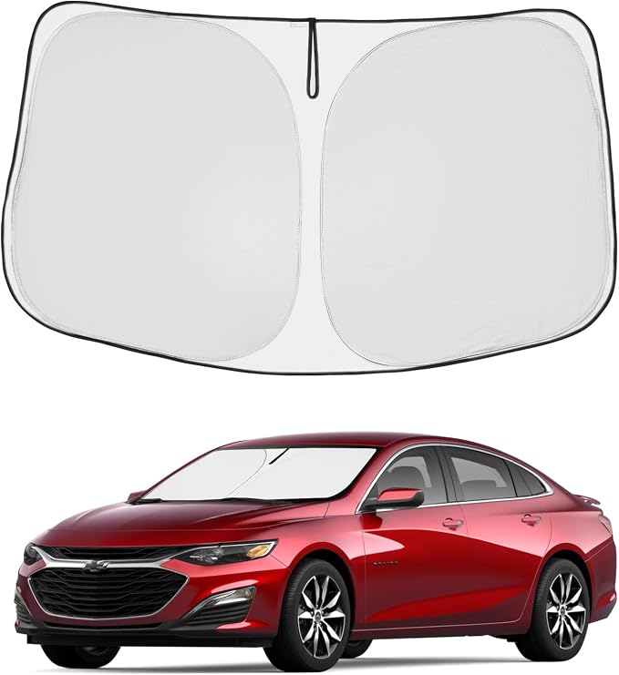 Proadsy Custom Fit Car Windshield Sun Shade for 2016-2025 Chevrolet Malibu | 240T Heat Shield, Drops Temp 54°F, Blocks 99% UV, Prevents Dashboard Cracking, Summer Parking & Beach Trips, Easy Twist-Fold by Proadsy