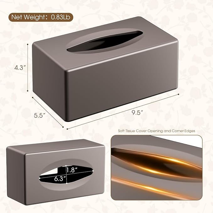 Y-in Hand Tissue Box Cover, Rectangular Facial Tissue Holder with Bottom, Decorative Storage Box for Bathroom Vanity, Toilet Tank, Car, Dressers, Night Stand, Rv, Parlors and Offices - Brown - Image 3