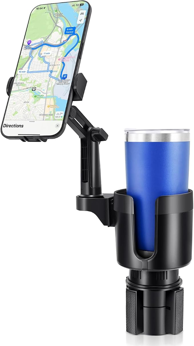2-in-1 Cup Holder Cell Phone Holder,Adjustable 360° Rotation Universal Phone Holder Fits 4.0-7.0" Devices, Compatible with 12-40 oz Bottles by ANONEMOTO