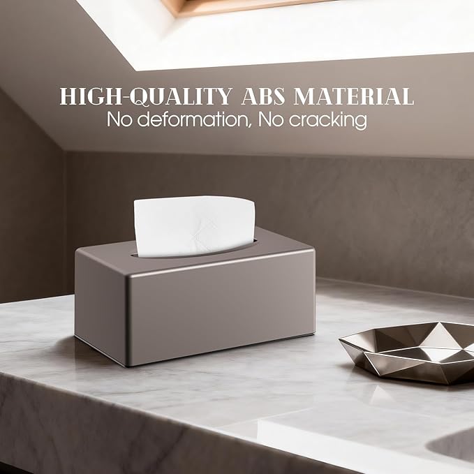 Y-in Hand Tissue Box Cover, Rectangular Facial Tissue Holder with Bottom, Decorative Storage Box for Bathroom Vanity, Toilet Tank, Car, Dressers, Night Stand, Rv, Parlors and Offices - Brown - Image 6