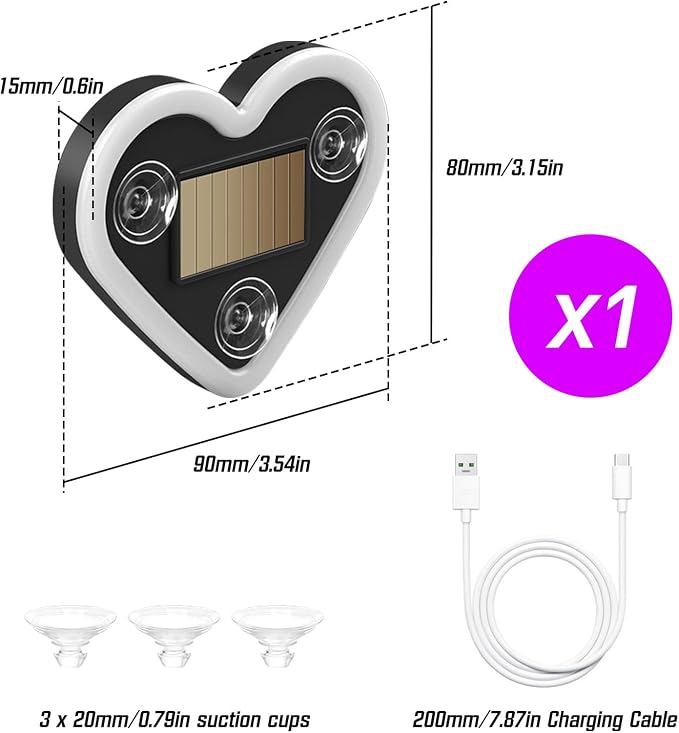 Car Window Wireless LED Ambient Light Solar Powered Love Heart Shaped Neon Lamp for Night Driving Interior Decor Accessories Romantic Gift for Women Girl Couples-Pink - Image 7