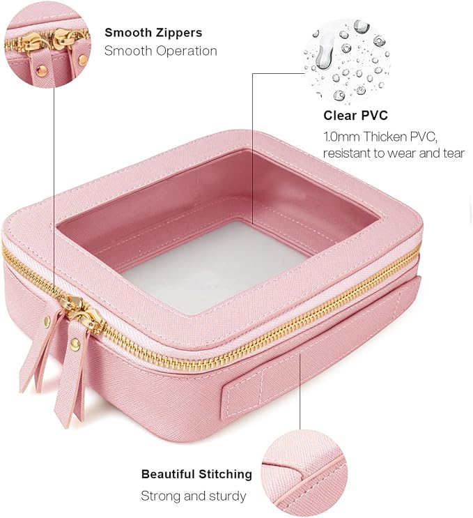 Travel Clear Makeup Bag Set, TSA Approved Cosmetic Bag Case with Zipper Portable Makeup Pouch Toiletry Bag Traveling Cosmetic Organizer Storage Bag Car Organizer Car Essentials - Image 6