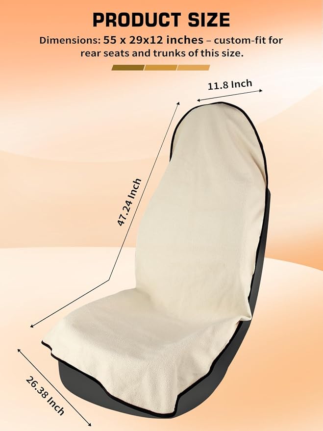 Towel Car Seat Covers for Sweat Protection, GRS Certified Recycled Microfiber Absorbent Front Seat Protector, Non-Slip Washable Universal Fit for Sedans SUV Minivans(2 Pack,Beige) - Image 4