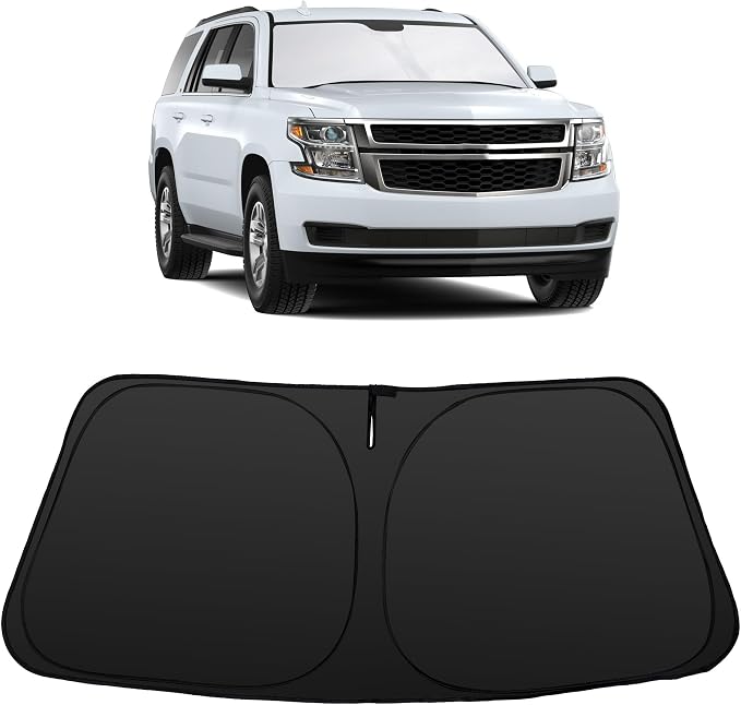 Windshield Sun Shade for 2015 2016 2017-2020 Tahoe SUV | Foldable, Full covered for windshield, Block UV Rays, Heat Reduction, Easy to install, Keeps Car Cooler by YYCKE