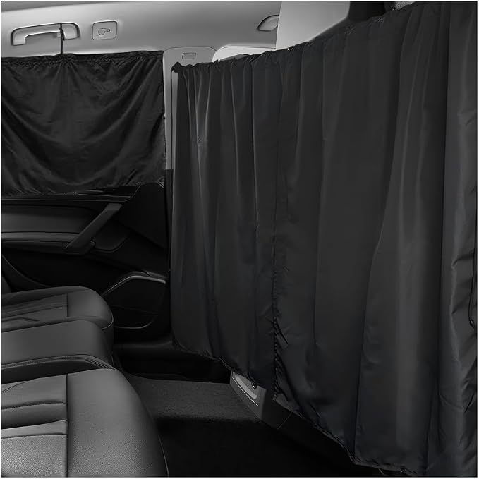 3PCS Car Privacy Curtain, Vehicle Blackout Divider Curtain with 2 Rear Side Window Shades, Car Sunshade Screen Cover Blocks Light for Sleeping Camping Fit Sedan SUV Truck by Unknown