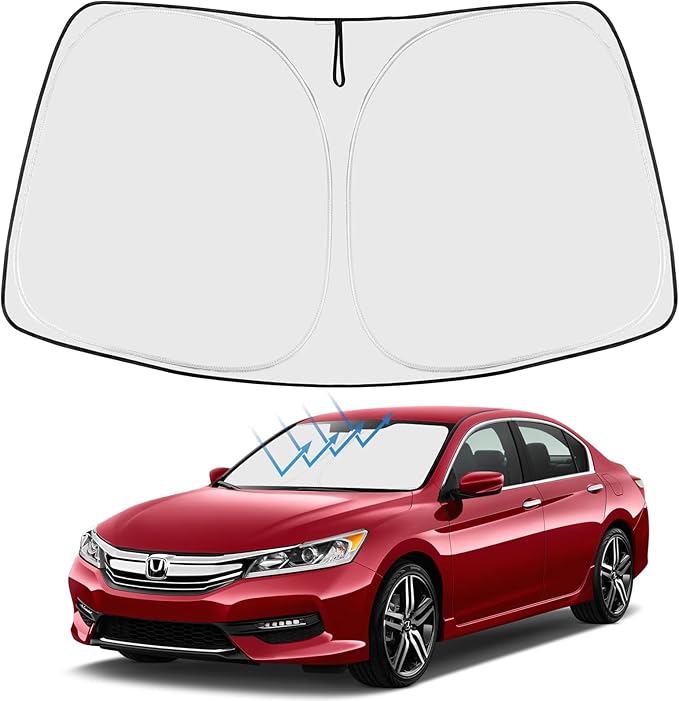 Proadsy Custom Fit 2014-2017 Honda Accord Windshield Sun Shade, Blocks Heat | 240T Heat Shield, Drops Temp 54°F, Blocks 99% UV, Prevents Dashboard Cracking, Summer Parking & Beach Trips, Easy Twist-Fold by Proadsy