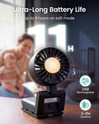 GROWNSY 4-in-1 Portable Baby Stroller Fan with Clip & Night Light, Black | Foldable & Rechargeable, 4 Adjustable Wind Speed for Handheld/Car Seat/Carrier/Beach/Travel/Crib/Camping - Image 5